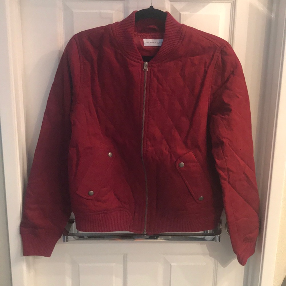 Sincerely Jules Girl Bomber Jacket In Wine - Picture 8 of 8